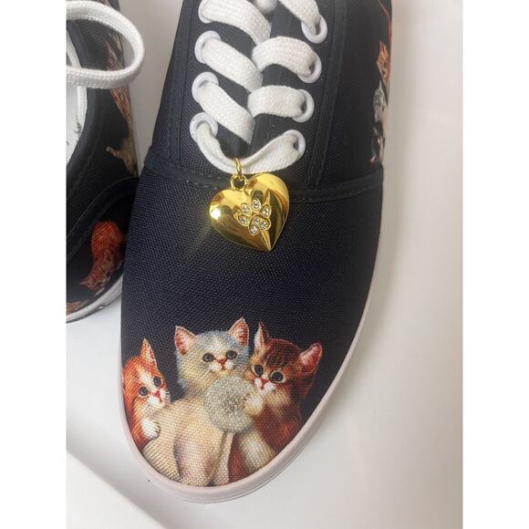 The Bradford Exchange Kitten Cats Sz 8.5 Wearable Art Sneakers Navy Blue - Picture 10 of 11
